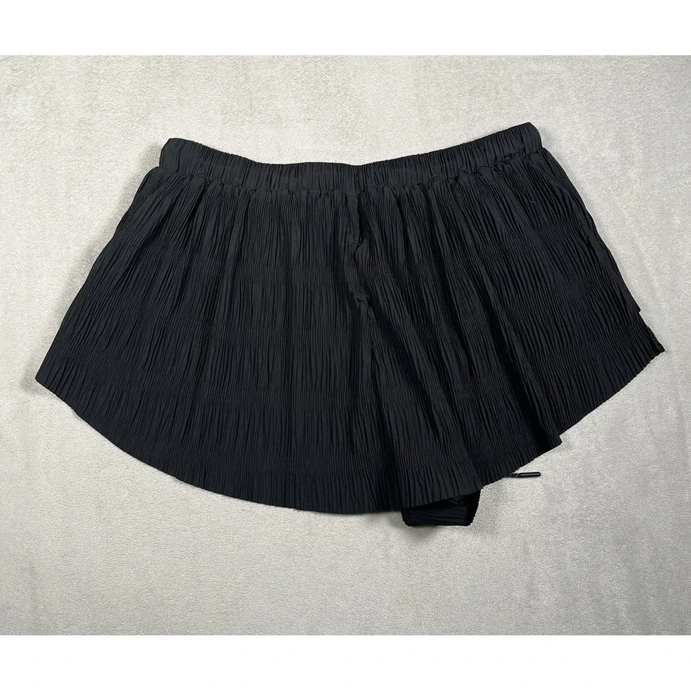 Free People‎ Movement Shirr Enough Shorts Women's M Pink/Black Drawstring Lined